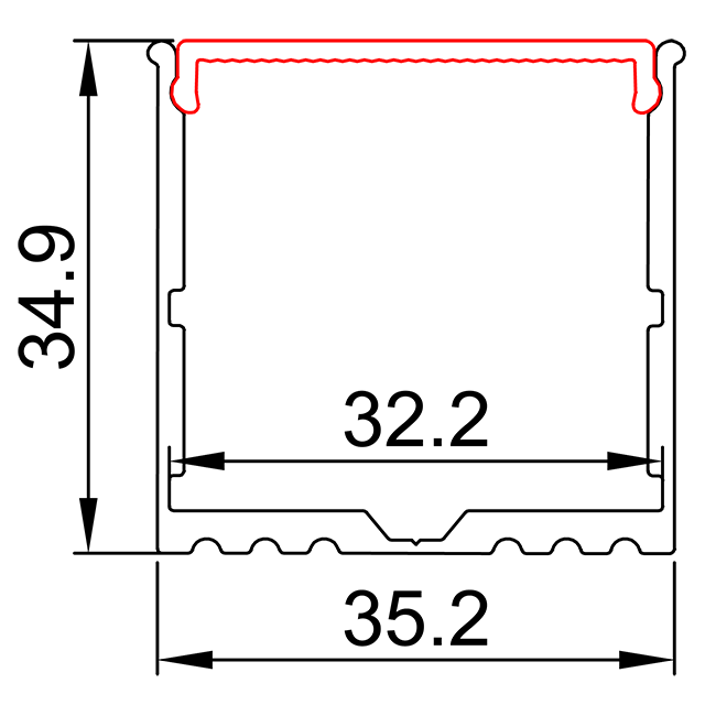 W35.2mm*H34.9mm (largeur intérieure 32.2mm) Profilé en aluminium LED